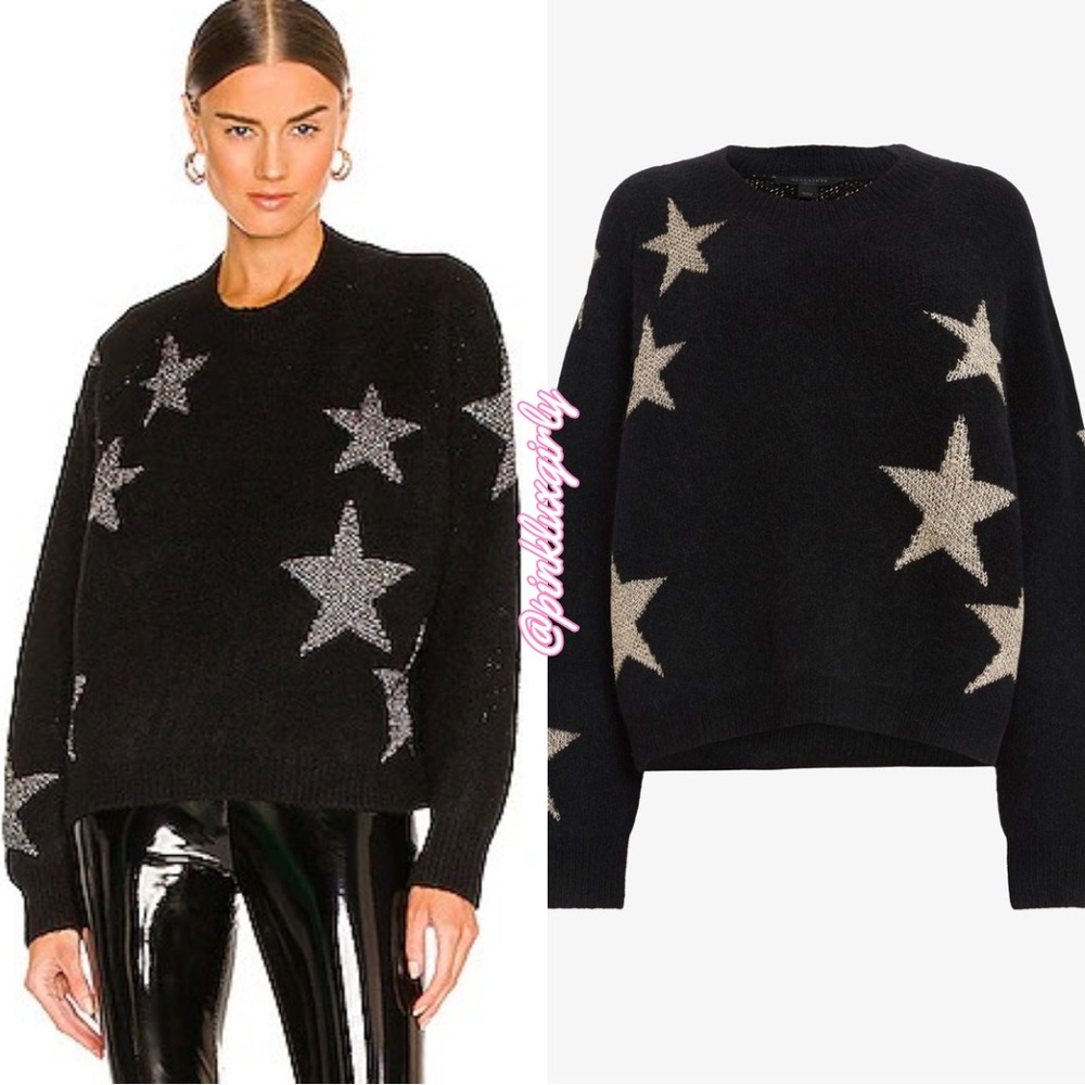 $278 ALLSAINTS All Saints Starlet Star Brushed Jacquard Sweater 🖤